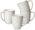 MALACASA LYDIA Coffee Mugs Set of 4, 16 Oz Ceramic White Cups with Handles, Embossed Cups for Latte Cappuccino Mocha, Dishwasher Microwave Safe, Gift Set for Coffee Lovers