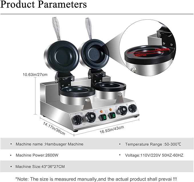 Ice Cream Burger Maker, double UFO Burger Maker, Ice Cream Filling Waffle Maker, Hamburger Waffle Maker Sandwich Press Non-stick Panini press waffle machine 2600W Gelato Panini Press machine