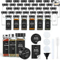 Spice Jars with Label, 36pcs 4oz Glass Spice Jars with Black Lids, Square Spice Containers with 304 Labels and Shaker Inserts, Empty Seasoning Bottles for Drawer, Cabinet, Seasoning Organizer