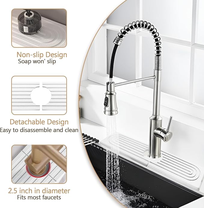 Jiozermi 15.8 Inch Diatomite Faucet Mat for Kitchen Sink, Diatomite Stone Sink Tray Faucet Sink Splash Guard Sink Faucet Absorbent Mat for Kitchen Bathroom Fucet Sink(15.8" x 3.9",White)