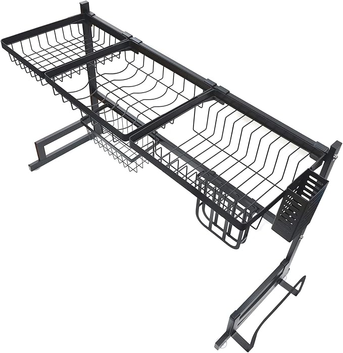 HTTMT- Over The Sink Dish Drying Rack Shelf Stainless Steel Storage Cutlery Holder 33" [P/N:ET-DISHRACK002]