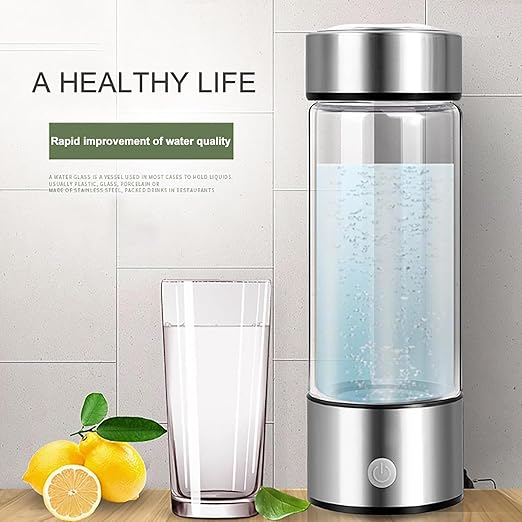 Hydrogen Water Bottle, Rechargeable Portable Hydrogen Water Machine Generator, Hydrogen Water Ionizer Machine Hydrogen Rich Water Glass Cup for Home Office Travel, 420ml (2PCS)