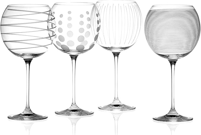 MIKASA 5159316 Cheers Set of 4 Crystal Balloon Gin Glasses, Silver