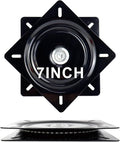 2 Pack 7 Inch Lazy Susans Turntable Bearings Swivel Zinc Plate, Black Square Susan Hardware, Heavy Duty Replacement Parts for Table, Chair, Round Bar Stools