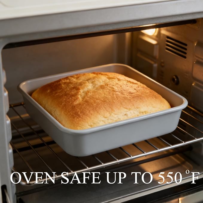 Non-Stick Square Cake Pan Ceramic Square Baking Pan 9x9 | Non-Toxic Inorganic Ceramic Coating, Warp-resistant, Ideal for Sourdough, Meatloaf, and Brownies Housewarming Gift