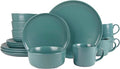 10 Strawberry Street Double Line 16 Piece Dinnerware Set, Emerald Green