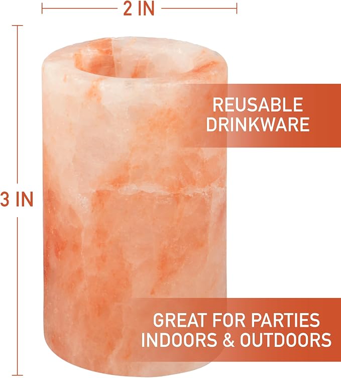 Deco Himalayan Salt Shot Glasses (8 Pack) - Hand-Carved 3" All-Natural Pink Salt Tequila Shooters Set - Mess-free way to add salty flavor to any shot - Great for Cinco De Mayo Parties & Home Bars