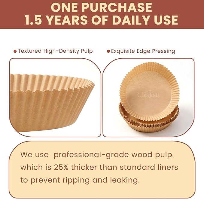 500 Pcs Round Air Fryer Liners Disposable, Paper Liners for Air Fryer Basket, Parchment Paper Air Fryer Liners, Non-Stick and Oil Proof for Easy Cleanup, Parchment Paper Round for Bread, Fries, Pizza