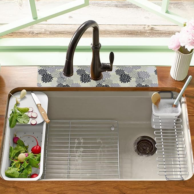 Sink Faucet Absorbing Mat, 2 Pack Drying Mat Around Faucet Sink Splash Guard Behind Faucet Sinkmat For Kitchen Bathroom Island Rv 24 * 5.5 Inch (60 * 14 cm)
