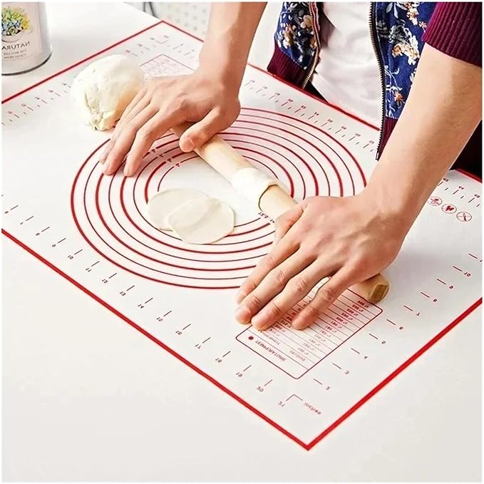 Non-Stick Silicone Baking Mat Heat Resistant Kneading Pad For Pizza Pastry Cookie Dough Multi Purpose Reusable Kitchen Bakeware(1pc 50x60cm,Color Black)