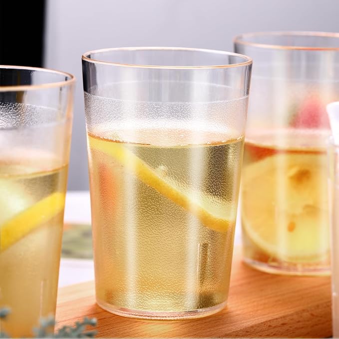 Meanplan 24 Pack Plastic Reusable Drinking Glasses Restaurant Grade 8 oz Plastic Cups Unbreakable Stackable Drink Tumblers Water Cup for Kitchen Cafe Wedding Birthday Party Supplies (Frosted)