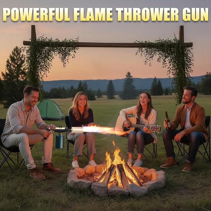 Propane Torch Gun With One-Touch Max Fire, Adjustable Kitchen Torch, Powerful Propane Torch With Many Safety Features(Tank Not Included)