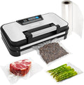 Gourmia Vacuum Sealer - 10-in-1 Food Sealer, Built-In Cutter & Roll Storage, Dry/Moist Modes, Gentle & Normal Pressure, BPA-Free Bags, Stainless Steel