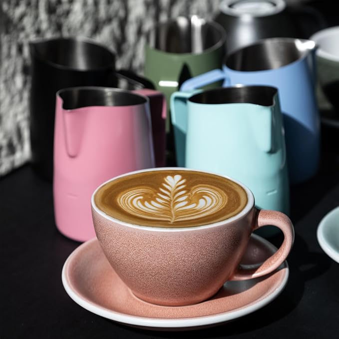 Loveramics Matt Cappuccino Cup, 10 oz Ceramic Latte Art Mug with Saucer, Thick-walled stoneware cup Set, Barista Latte Cup Set for Latte, Cappuccino, Tea - Mineral Colors (Cinnabar, 10OZ)