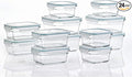 Glasslock Ring Taper 24 Piece Set Stackable Oven Microwave Safe Glass Food Storage Containers with Airtight Latching Lids,Clear