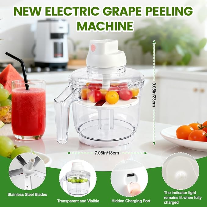 Electric Garlic Peeler – Automatic Garlic Peeling Machine & Grape Peeler, Fast Electric Fruit Skin Remover for Kitchen