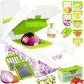 Dewpeton Pro-Series 16-in-1 Mandoline Slicer & Spiralizer, Veggie Chopper with Container for Onion Salad & More