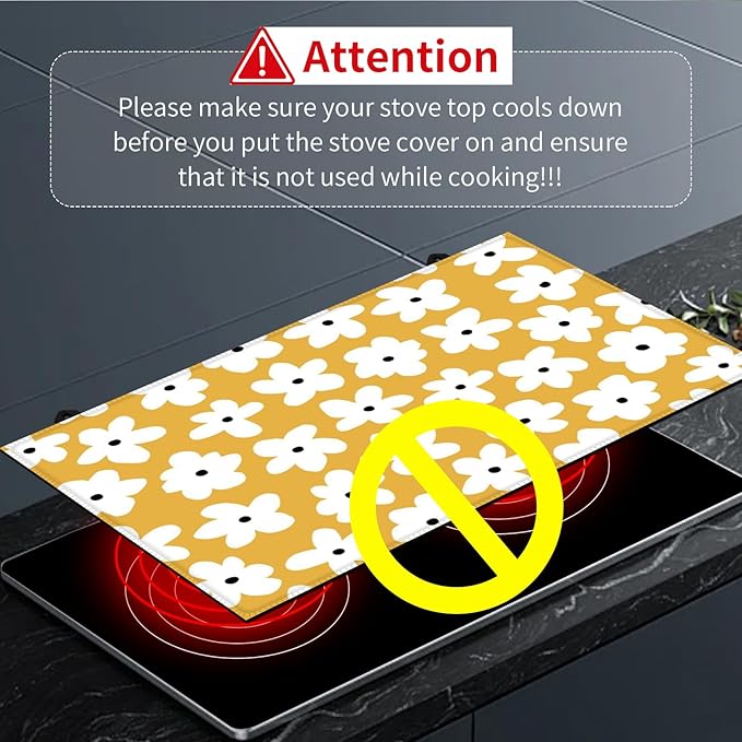 Decorative Electric Stove Top Covers, Heat Resistant Silicone Stove Cover Mat, Stove Top Protectors for Electric Flat Glass Stoves, Adds Extra Counter Space for Small Kitchens and Apartments