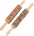 Wooden Embossed Rolling Pin for Baking & Crafts-Easy to Clean, Lightweight Design for Cookie Dough, Pie Crust & Pastry- Deep Engraved Pattern Roller Also Perfect for Clay- Essential Kitchen & DIY Tool