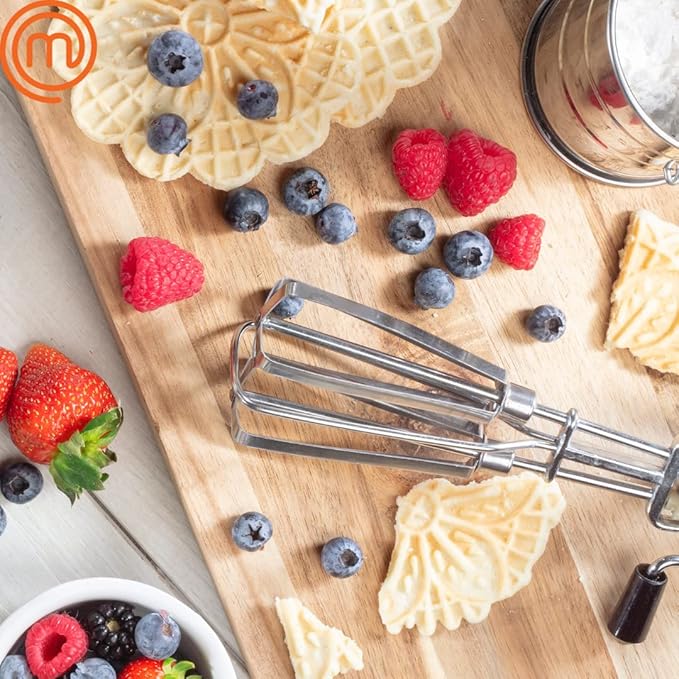MasterChef Pizzelle Maker- Nonstick Electric Cookie Baker Press, Make Two Homemade 5-Inch Italian Waffle Treats at Once- Breakfast Dessert Iron or Mothers Day Gift for Her- Includes Recipe Guide