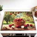 Stove Top Cover for Electric Stove 28.35 x 20.47 Inch Non Slip Stove Mat Apple Orchard Basket Glass Cooktop Protector Kitchen Counter Mat