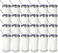 Volhoply 20oz Stainless Steel Tumbler with Lid and Straw Bulk 24 Pack,Double Wall Insulated Travel Iced Coffee Mug Fits Cup Holder,Powder Coated Cups for Hot/Cold Drinks,Christmas Gifts（White,24 Set）