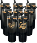 30 oz Tumbler Bulk with Handle and Straw, Vacuum Insulated Tumblers with Flip Straw and Top Handle, Leakproof Powder Coated Tumbler, Stainless Steel Travel Mug for Coffee Water (Black, 8 Pack)