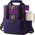 LOVEVOOK Insulated Lunch Bag For Women Men,Expandable Double Deck Lunch Box With Large Cup Holder,Leakproof Cooler Bag For Adult Lunch Tote Bag Work Picnic Beach with Adjustable Shoulder Strap Gift