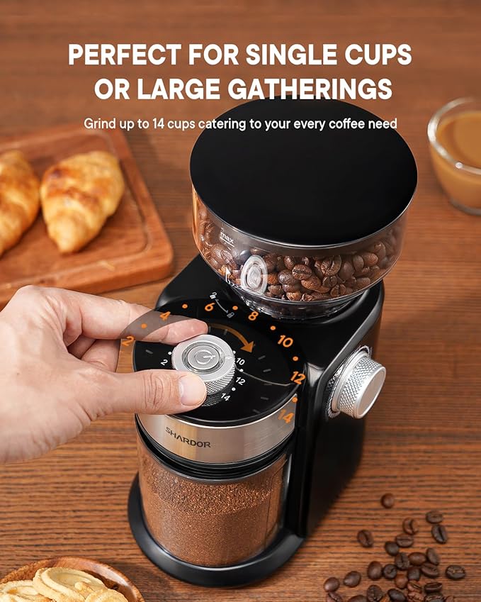 SHARDOR Electric Burr Coffee Grinder Bundle with 10-Cup Programmable Coffee Maker