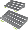 Jojocross Expandable 4-Tier Step Spice Rack Organizer for Kitchen Cabinet Modern Design and Non Skid Space Saving Storage Shelf for Countertop Cabinets Pantry(2Packs/Gun-Grey)