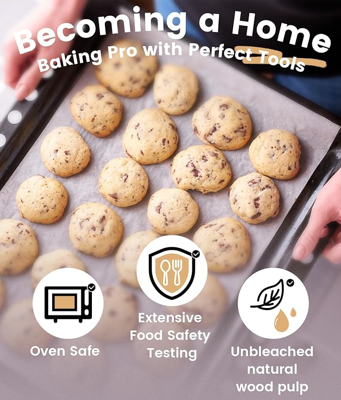 300 PCS Unbleached Parchment Paper Sheets for Baking 12x16 Inches, Non-Stick and Non-Toxic Pre-cut Parchment Sheets for Oven, Cooking, Grilling, Air Fryer & Steaming - Fit for Half Sheet Pans, White
