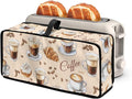 Toaster Cover Coffee Theme Toaster Cover 2 Slice Long Slot Beige Slim Dustproof & Water-Resistant Dust Covers for Toasters 2 Slice Long Slot, Decor Kitchen Appliance Covers