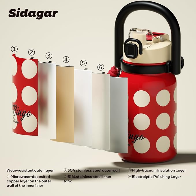 32 oz Insulated Water Bottle for Women with Straw & Handle, 316L Medical Grade Stainless Steel Tumbler, BPA & Lead-Free Rose Red Cup, Leakproof Flask for Yoga, Commute & Aesthetic Gift