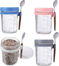 Outanaya 4pcs 400ml Pastel Mason Jars with Lids and Spoons, Glass Overnight Oats Containers Airtight Kitchen Food Storage Canisters for Breakfast and Meal Prep