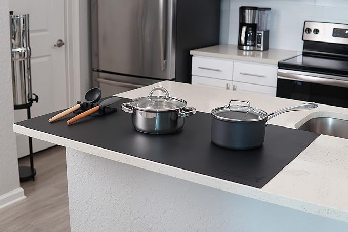 GASARÉ, Extra Large, Thick, Silicone Mat for Kitchen Counter, Heat Resistant Mat, Countertop Protector, Non-Slip, Easy to Clean, Cuttable, 40 x 23.5 Inches, Black