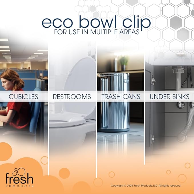 Fresh Products Eco Bowl Clip Air Freshener - Versatile Design Toilet & Trash Freshener - Chemical Free Natural Oils - Discreet - Lasts 30 Days - Made in USA - Variety Pack 6 pk