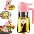 YARRAMATE 16oz/470ml Oil Sprayer for Cooking with Stickers, Food-grade Premium 2 in 1 Olive Oil Dispenser Bottle for Kitchen Gadgets, Air Fryer, Salad, Frying, BBQ (Pink)