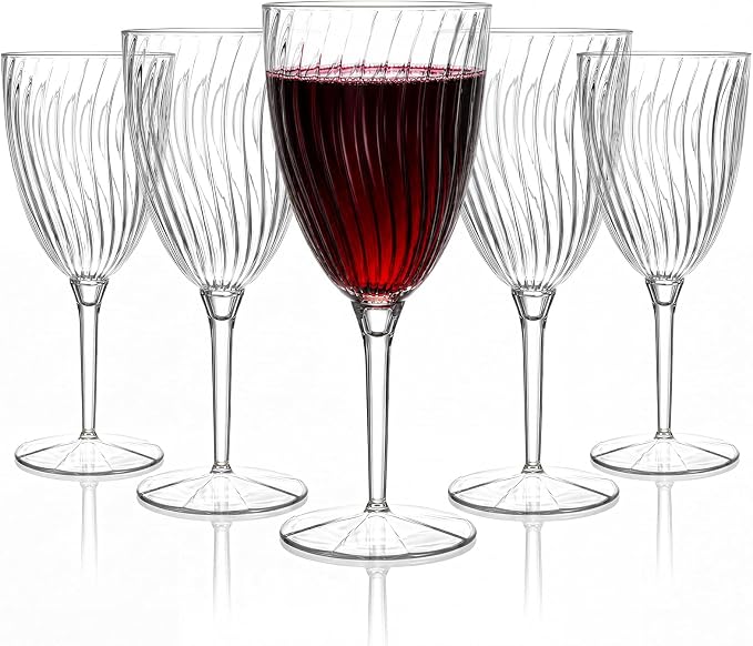 WDF 36PCS Clear Plastic Wine Glasses - 8 OZ Stemmed Clear Plastic Cups - Disposable Wine Glasses for Wedding/Birthday/Parties/Poolside/Outdoors/Toasts