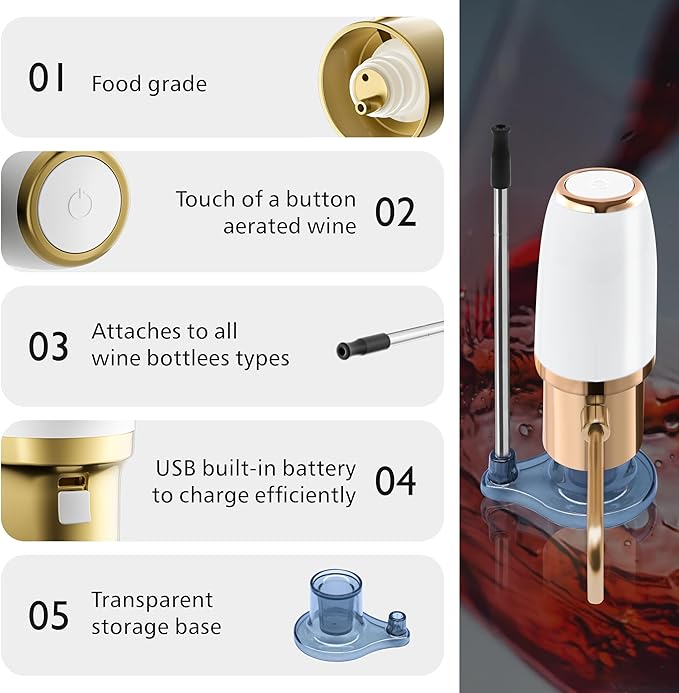 wine aerator Electric,Wine Aerator, Electric Wine Decanter, Wine Aerator Pourer Spout, Wine Dispenser, Wine Accessories， Best Gifts for Wine Lovers
