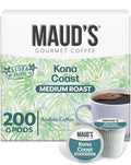 Maud's Kona Coffee Pods, 200 ct, Medium Roast Coffee in Single Serve Pods – 100% Arabica Coffee, Compatible with Keurig K Cups Maker