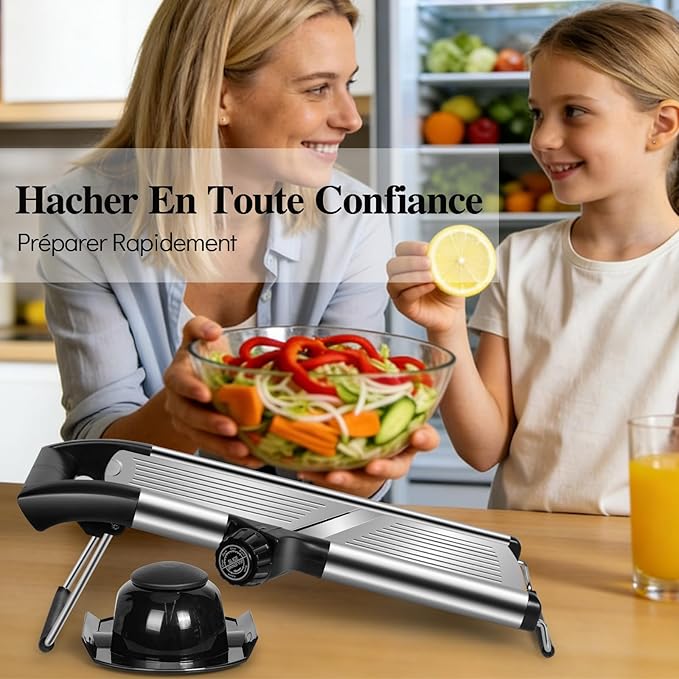 MASTERTOP Adjustable Mandoline Food Slicer,Vegetable Slicer Fruit Cutter,Stainless Steel Kitchen Mandolin,Julienne Slicers for Kitchen Onion Potato, Tomato, Carrot, Vegetable, and Fruit