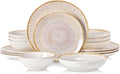 DOMICREVERY Ceramic Dinnerware Sets for 4, 16 Pcs Plates and Bowls Sets, Bloom