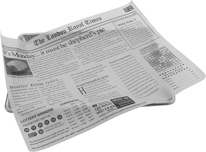 G.E.T. 4-TL1215 Appetizer/Serving Basket Tissue Liner Paper, 15" x 12", London Newsprint (Case of 1000)