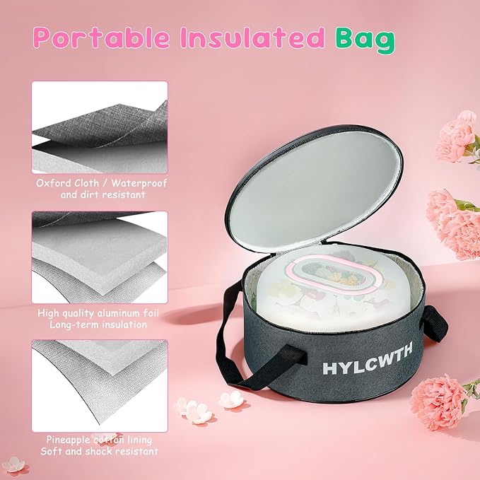 Cake Carrier With Lid And Handle, Bpa-Free Cake Holder With Lid For 10 Inch Round Cake Carrier With 10 pcs Round Golden Cake Boards And Portable Insulated Bag（Pink）