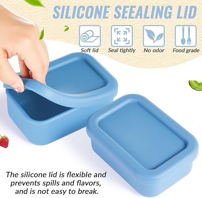 Teenyyou 6 Packs Silicone Soup Freezer Molds with Lid Silicone Soup Freezer Trays Rectangle Reusable Food Preserving Tray Freezing Sauces Stews (Dark Blue, High-grade Gray,2 Cup)
