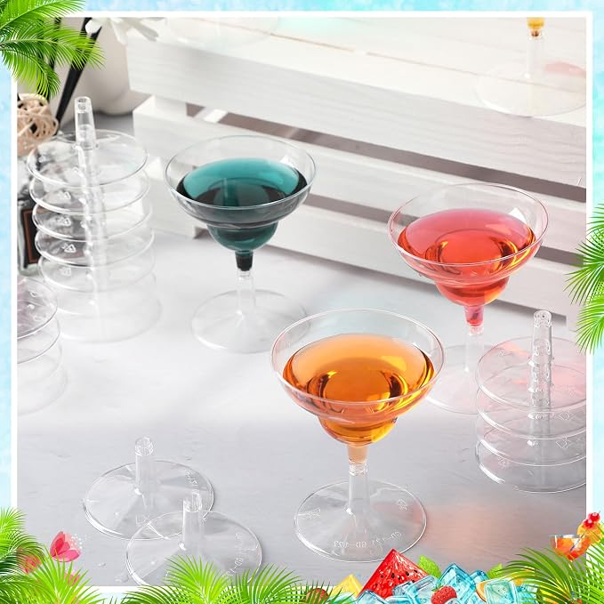 Rtteri 250 Pcs Mini Martini Glasses Plastic 2 Oz Disposable Mini Margarita Cups Clear for Weddings Party Wine Cocktails Drinks Desserts (Margarita)