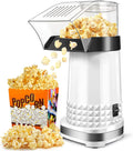 4.5 Quarts No Oil Electric Popcorn Machine with Measuring Cup + Melts Butter, Quick & Easy Hot Air Popcorn Popper Maker with On/Off Switch, Etl Certified, Air Popper for Movie Nights Parties(White)
