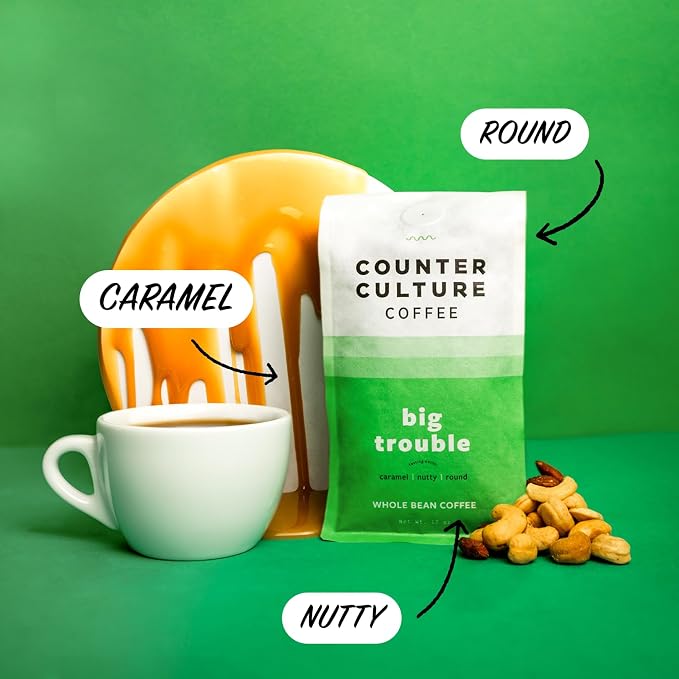 Counter Culture Whole Bean Coffee 2-Pack (Big Trouble - Medium Dark Roast & Forty Six - Organic Dark Roast) Sustainably Sourced, B Corp - Whole Coffee Beans - Kosher, Gluten Free, Nut Free - 12oz Bags