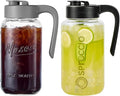 Mason Jar Pitcher - Airtight & Leakproof Glass Pitcher with Lid, Perfect for Breastmilk, Cold Brew, and Sun Tea, 2 Quart (64 oz) Mason Jar with Pour Spout Lid