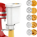 5-in-1 Durable Pasta Press Attachment Compatible with KitchenAid Stand Mixer, Pasta Extruder with 5 Interchangeable Plates and Brush | Makes Spaghetti, Bucatini, Fusilli, and Macaroni